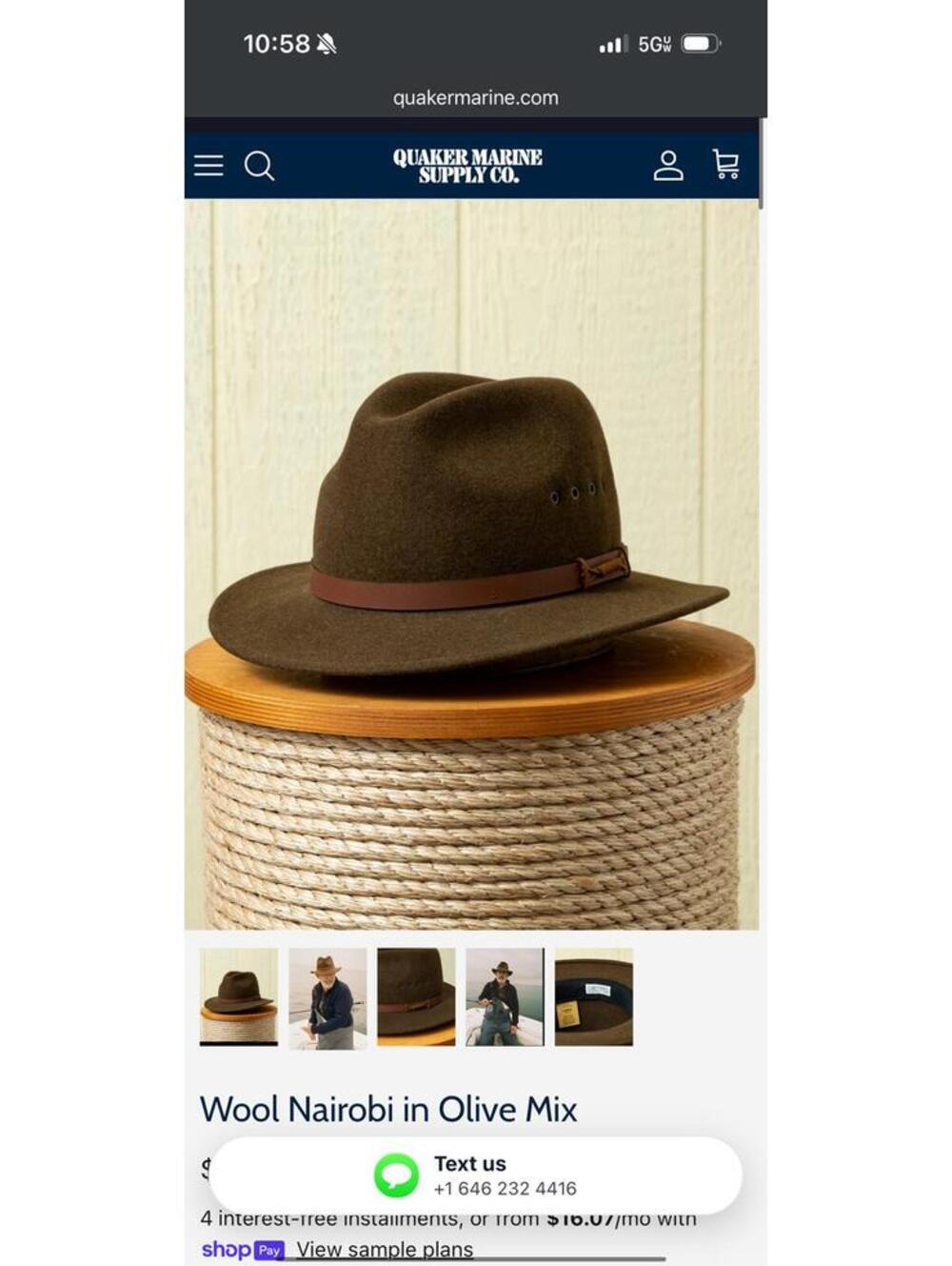 Wool Nairobi Hat in Olive Mix with Brown Leather Band - Large